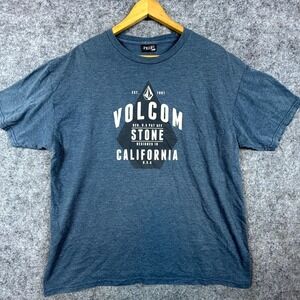 Volcom Stone California T-Shirt Mens‎ XL Heather Blue Graphic Crew Neck Pullover